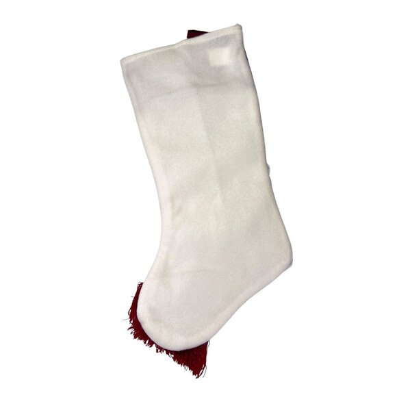 Christmas Snowman Holiday Stocking Red White Pom-pom Knit Hat Scarf 3D Puffy - Picture 5 of 8